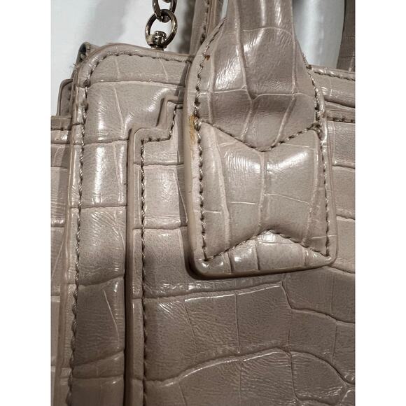 Zara Faux Croc Embossed Beige Crossbody Top Handle bag Small - Picture 8 of 11